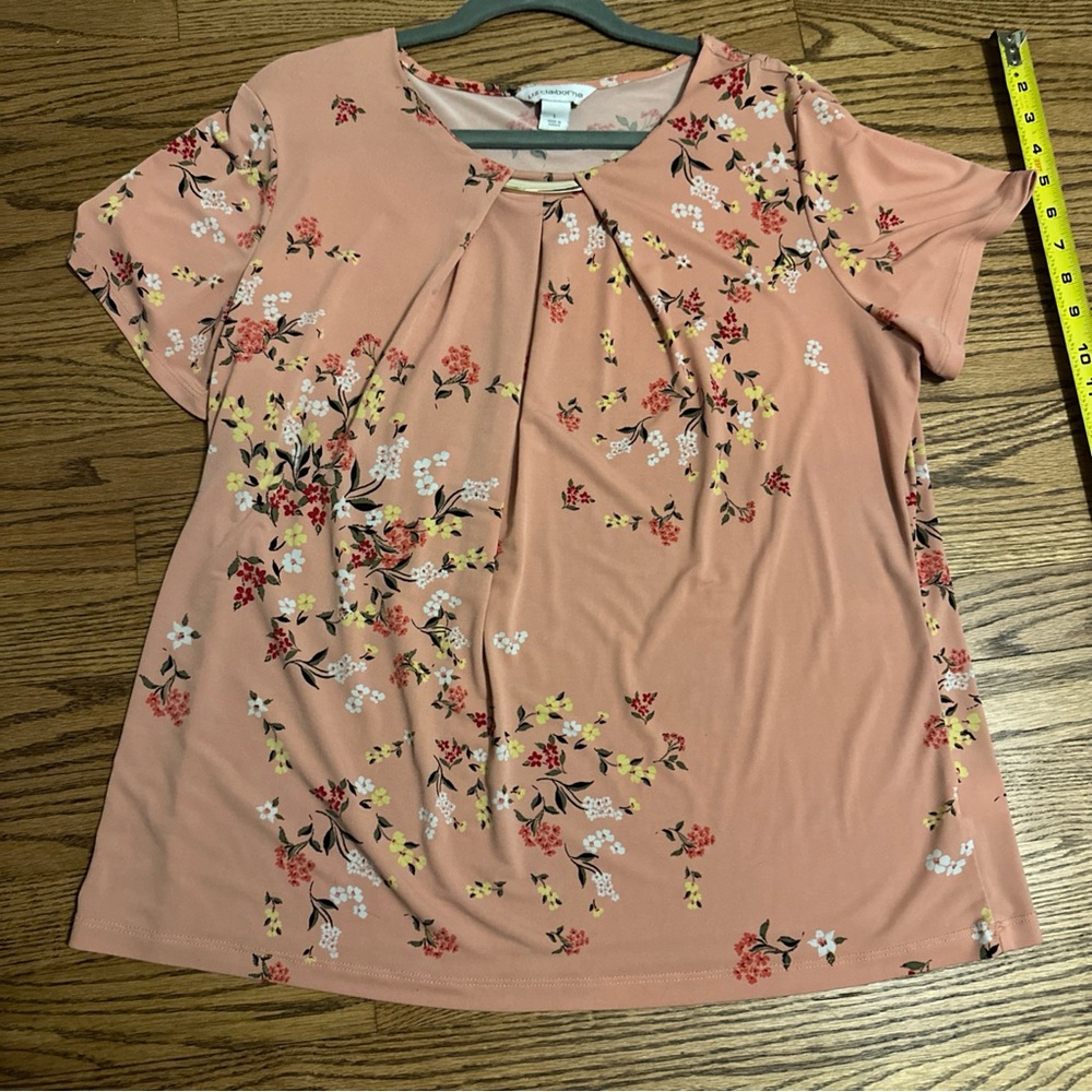 Liz Claiborne Floral Blouse in Peach and Yellow